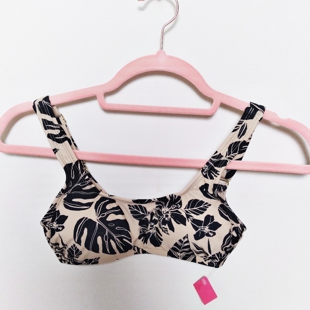 Xhilaration Neutral Tropical Leaf Print Bikini Top Size XS